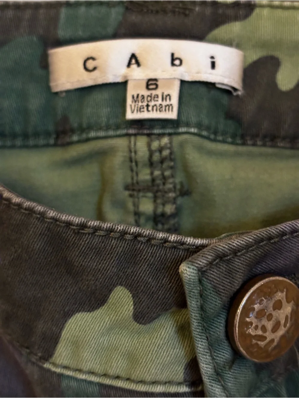 CAbi Green Camo Skinny Pants